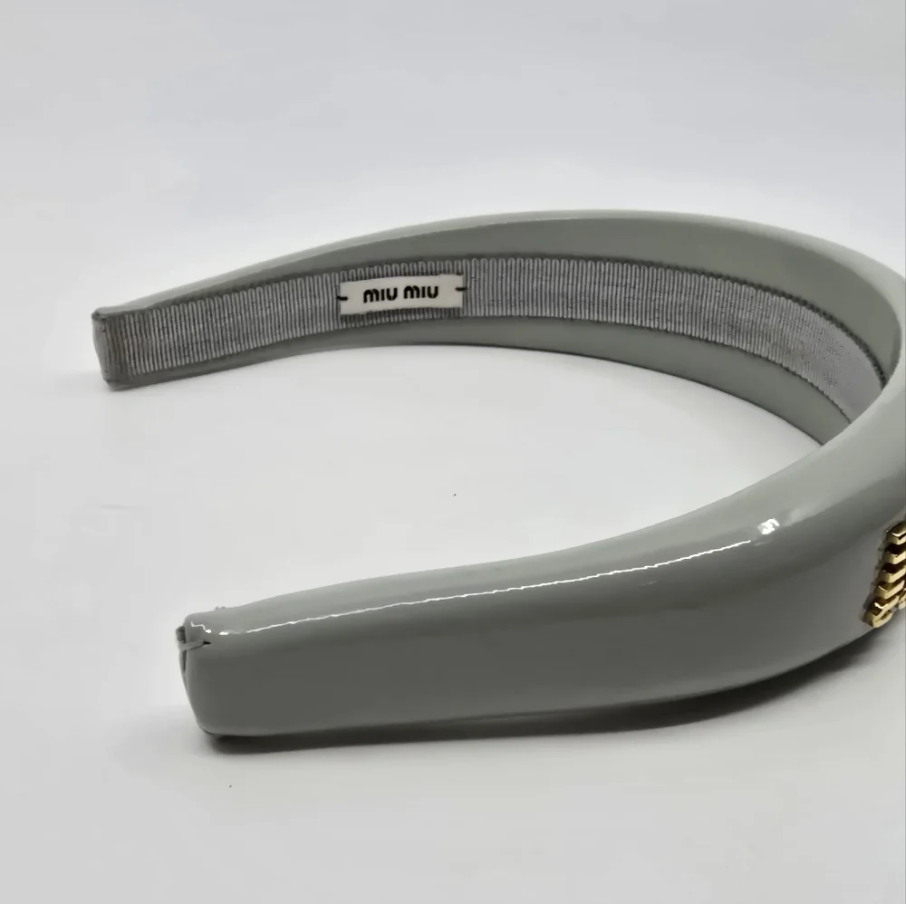 Miu Miu Gray Patent Logo Headband